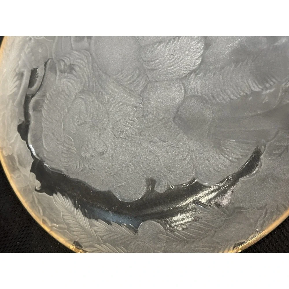 White Christmas Platter By Elements Gold Rim 13